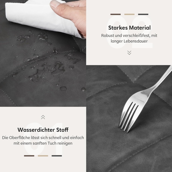 TUKAILAI Esszimmerstühle Drehbar, Drehstuhl esszimmer Kunstleder mit Armlehnen Rückenlehne Gepolsterter Sitz Metallbeine, Armlehnstuhl Küchenstühle Polsterstuhl Sessel für Küche (Grau) Bild 6