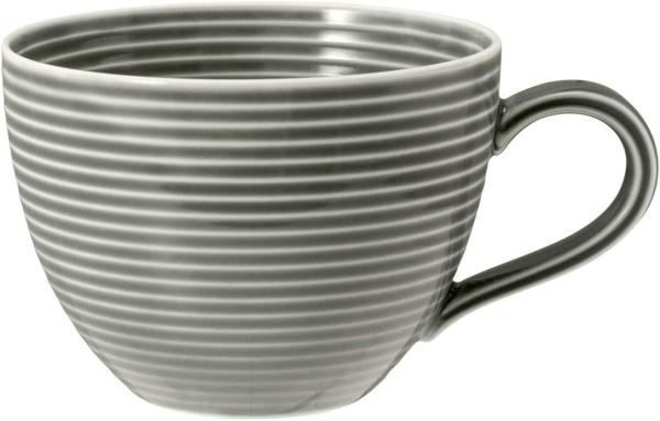 Kaffee-Obertasse 0,26 l mit Relief Beat Perlgrau Seltmann Weiden Kaffeetasse - MikrowelleBackofen geeignet, Spülmaschinenfest