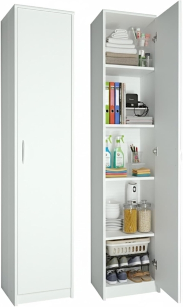 Home Collective Regal mit 5 Ebenen Aktenschrank mit 4 Einlegeböden und 1 Tür, in mattem Finish Standregal 39 cm breit weiß