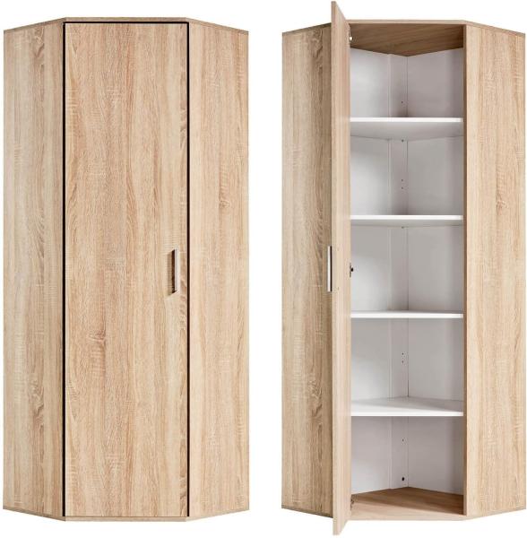 mokebo® Eckschrank in Sonoma Eiche aus Holz 'Der Lange' moderner Mehrzweckschrank für Flur, Schlafzimmer und Wohnzimmer, Schrank & Haushaltsschrank | 64x180x64 (B/H/T in cm) | Braun