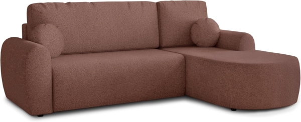 Ecksofa Jazz mit Schlaffunktion und Bettkasten - Bouclé-Stoff - L-Form Couch, Polstersofa, Schlafsofa, Sofagarnitur, Bettsofa (Rosa (Coral 45), Ecksofa Rechts)
