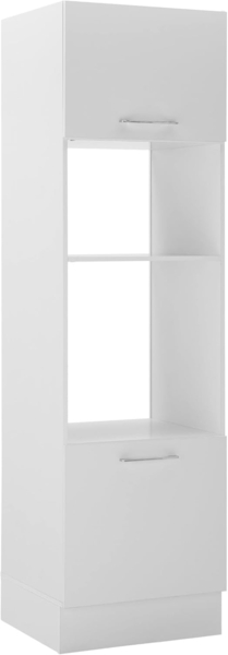 Stella Trading Turin Einbauschrank für Backofen und Mikrowelle in Weiß - Geräumiger Hochschrank Küchenschrank mit viel Stauraum - 60 x 211 x 57 cm (B/H/T)
