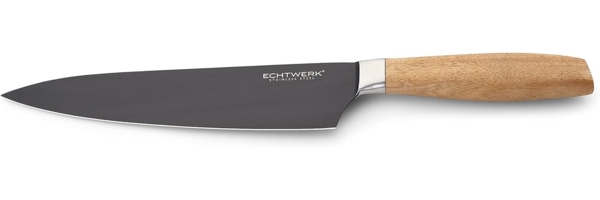 ECHTWERK Kochmesser Classic, aus hochwertigem Stahl, Akazienholzgriff, Black-Edition, 20 cm