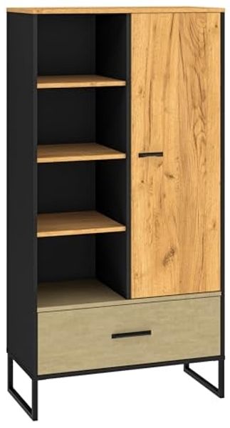 Bücherregal Colt Standregal 80x40x156cm schwarz Craft Gold Eiche Premium Steel