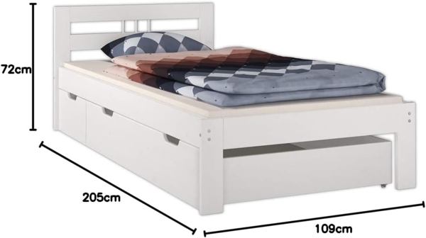 Einzelbett Futonbett 100x200 Kieferbett Massivholz weiß Bettgestell ohne Zubehör 60.64-10 W oR Bild 2