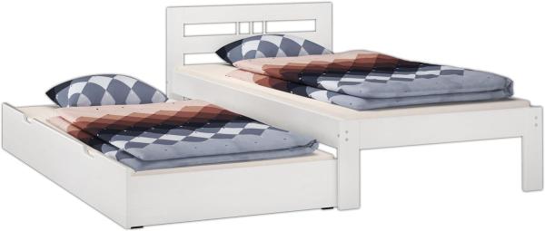 Einzelbett Futonbett 100x200 Kieferbett Massivholz weiß Bettgestell ohne Zubehör 60.64-10 W oR Bild 3