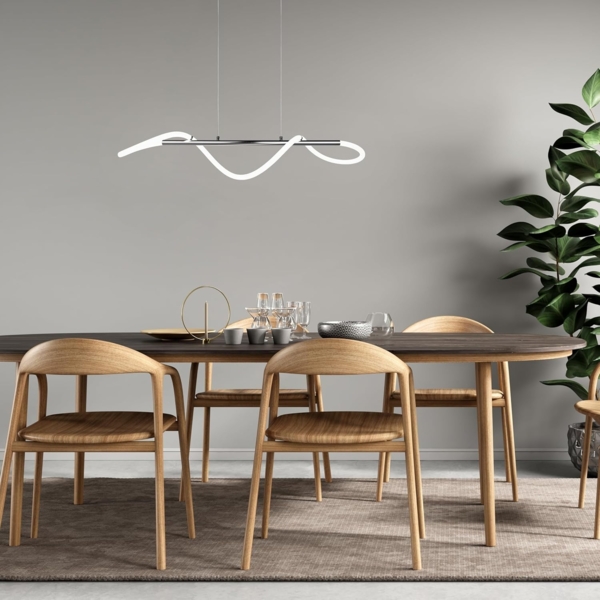 Pendelleuchte ARGOS Silber LED Schlauch Weiß, 3 Stufen Dimmer, Breite 105cm Bild 4