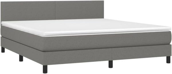 vidaXL Boxspringbett mit Matratze, Stoff, Dunkelgrau, 160 x 200 cm, H2