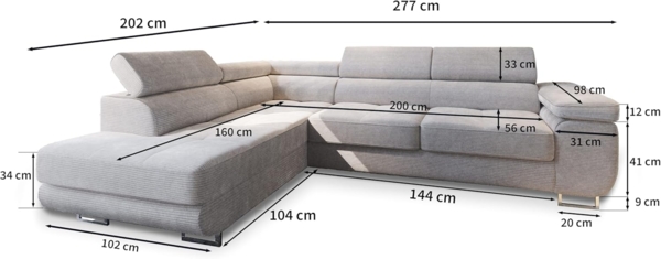 Masseno Ecksofa APIRO mit Schlaffunktion L-Form, Sofa mit Bettkasten Bild 3
