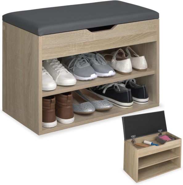 tectake Schuhschrank Schuhbank (Komplettset, 1-St, inkl. Schlüssel) für 6 Paar Schuhe