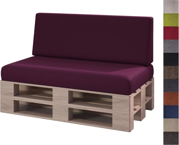 sunnypillow Palettenkissen Milano - 2er Set Palettenauflage mit abnehmbarem Bezug Kaltschaum, 2er Set Sitz- und Rückenkissen