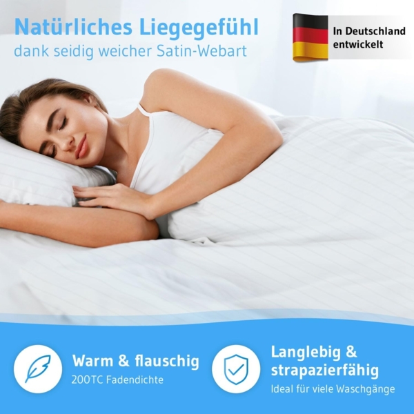 Mako-Satin Bettwäsche Weiß gestreift 135x200 + 80x80 Bild 2