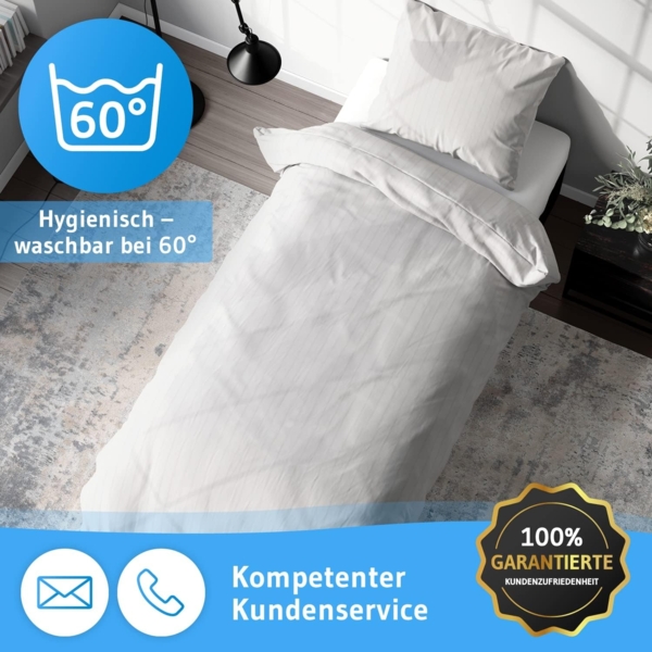 Mako-Satin Bettwäsche Weiß gestreift 135x200 + 80x80 Bild 4