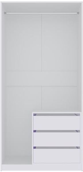 Marmex Möbel TRES SET 11B offener Kleiderschrank mit Kleiderstangen und Container, laminierte Spanplatte, weiß, 100x206x51 cm