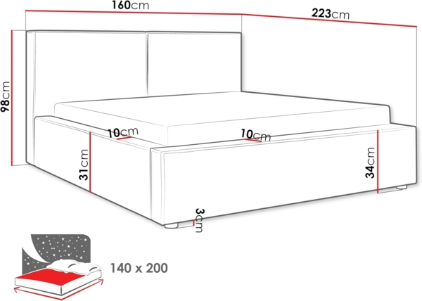 Polsterbett Sokoz Boucle (Farbe: Coral 50, Größe: 140 x 200) Bild 3