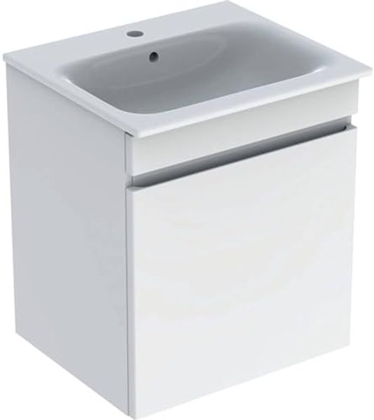 Geberit Renova Plan Set mit Waschtisch u. Unterschrank ,1 Schublade, 60 x 62,2 x 48 cm, 501915, Farbe: WaschtischWaschtisch: weiß, Front/Korpus: weiß / lackiert hochglänzend - 501.915.01.1
