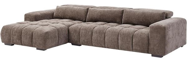 Vente-unique - LOPONZA Sofa Stoff Schokoladenbraun - B 183 cm x H 68 cm x L 312 cm