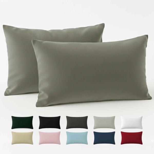 Kissenbezug 30x50 Renforcé Baumwolle (2er-Set) - Hellgrau - Dicht gewebt mit 57 Fäden/cm² - Kissenbezug 50x30 - Oeko Tex Zertifiziert - Dreamzie