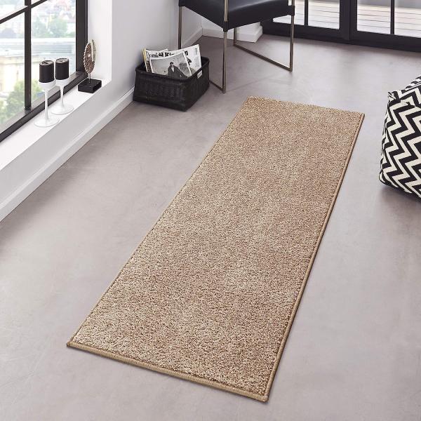 Kurzflor Teppich Pure Uni Taupe Creme - 80x200x1,3cm