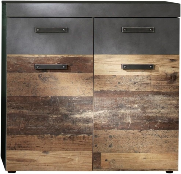 Schuhkommode 'Indy' in Used Wood Vintage und Matera grau, 90 cm