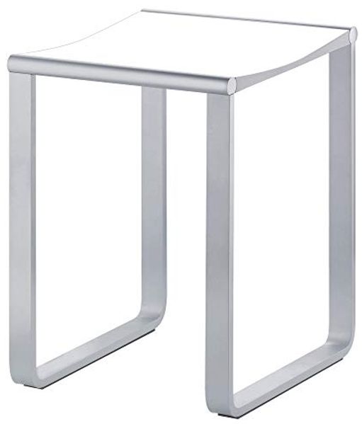 Keuco Bad-Hocker in Chrom und weiß, Anti-Rutsch Füße für die Dusche, bis 100 kg, 46,9 cm hoch, Design-Badhocker, Dusch-Sitz, Plan