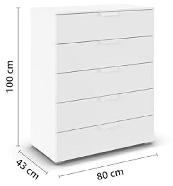 rauch Aditio Box, Kommode, 5 Schubladen, mit Softclose-Funktion, Farbe Weiß, BxHxT 80x100x43cm Bild 3