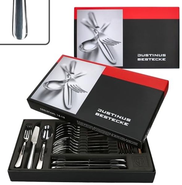 Justinus Besteck-Set 60tlg Style Art Komplett-Besteck-Set 12 Personen Messer Gabel Löffel, Edelstahl, Edelstahl