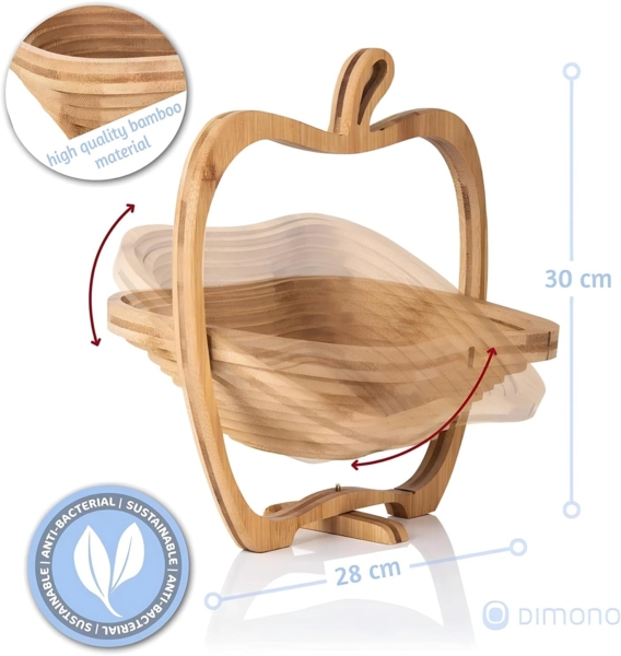 Dimono Obstschale Obstkorb, Bambus, (Faltkorb), Gemüseschale & Topfuntersetzer Bild 4