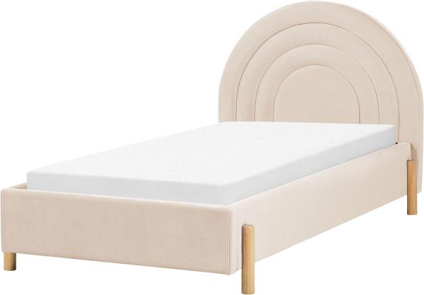 Bett mit Lattenrost ANET 90 x 200 cm Samtstoff Beige