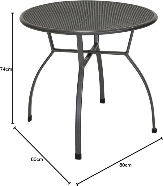 greemotion Gartentisch rund wetterfest, stabiler Stahltisch mit kunststoffummantelter Oberfläche, höhenverstellbar, Bistro Tisch Outdoor, Balkontisch, Esstisch Garten, ? 80x74 cm, eisengrau Bild 3