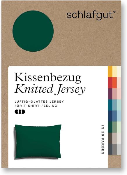 Schlafgut Knitted Jersey Bettwäsche | Kissenbezug einzeln 70x90 cm | green-deep