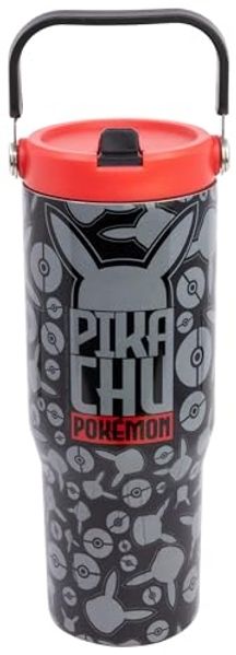 Pokemon Edelstahl Thermobecher 860 ml mit Griff und Klappdeckel