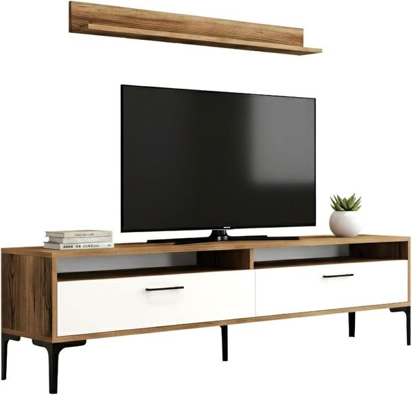 Dmora Wandregal Edasich 180 x 35 x 47 cm Braun 4 Böden 2 Türen Bild 2