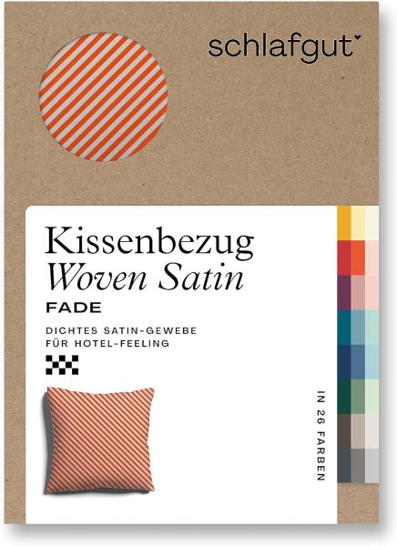 Schlafgut Woven Fade Bettwäsche|Kissenbezug einzeln 80x80 cm| grey-light-red-mid