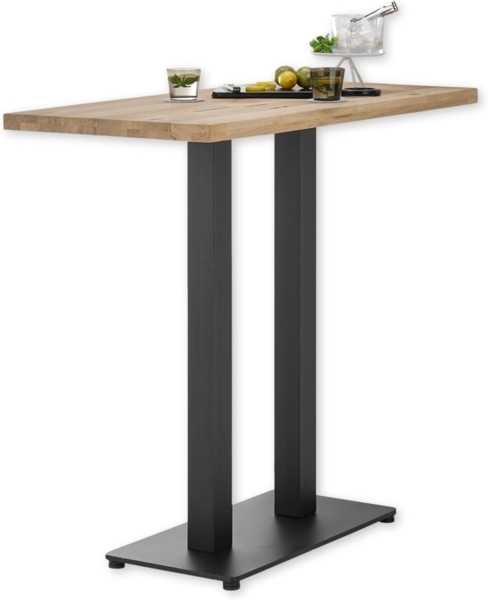 Stella Trading Jay Bartisch aus Massivholz Eiche - Moderner Hochtisch mit Metallgestell für Küche & Esszimmer - 120 x 104 x 60 cm (B/H/T)
