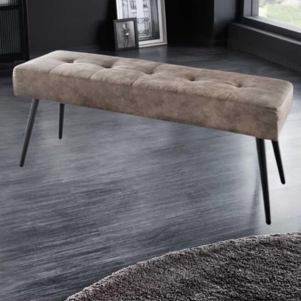 LebensWohnArt Sitzbank Moderne Polsterbank BELLE 100cm taupe Mikrofaser Interieur-Tipp