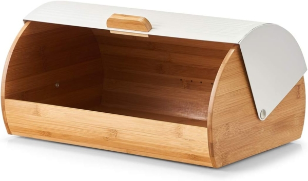 ZELLER 25366 Brotkasten Bambus mit Metalldeckel, weiß, 39 x 27 x 19 cm Bild 4