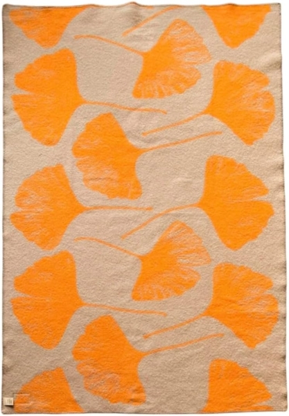 WoolOnly Wendedecke Wolldecke Plaid aus Norwegischer Wolle 130x200 cm (Ginkgo Peach Harmonie)