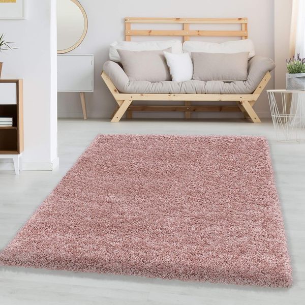 Carpetsale24 Shaggy Hochflor Teppich Läufer Flur 80x150 cm Rosa-2 - Weicher, Flauschiger Teppich Wohnzimmer – Moderner, Rutschfester Badezimmerteppich & Küchenläufer, Bettvorleger Schlafzimmer