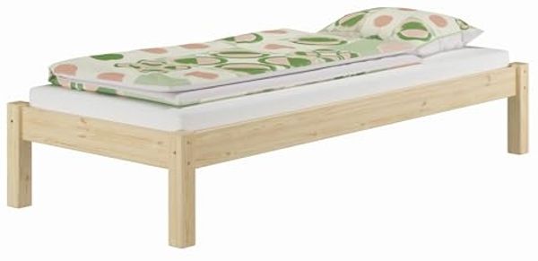 Futonbett Massivholzbett Einzelbett 90x200 Kiefer unbehandelt Zubehör wählbar V-60.35N-09ohne Zubehör