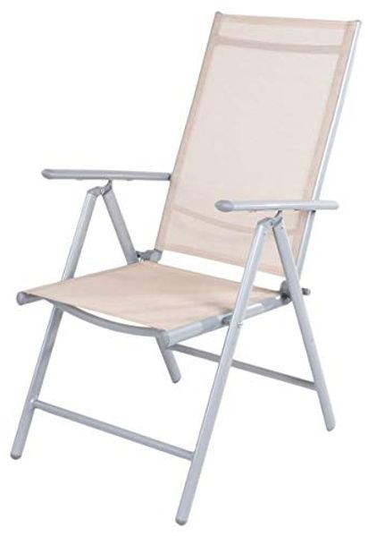 Alu Klappsessel 7- Positionen Gartenstuhl Gartenmöbel Liegesessel verstellbar Beige