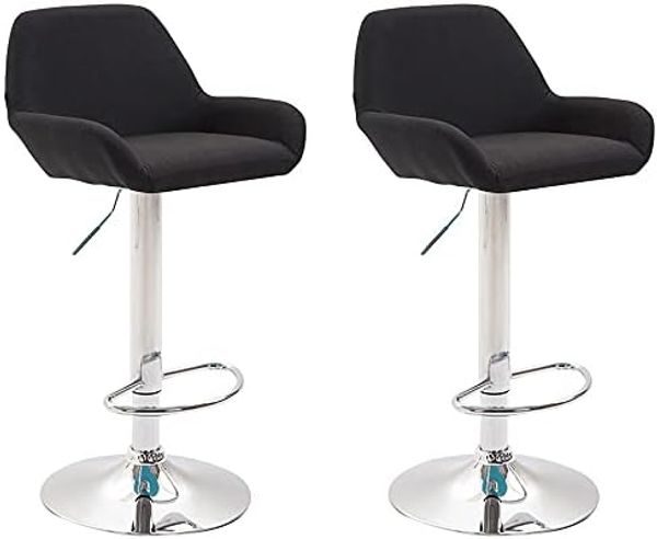 CLP 2er Set Barhocker Braga Stoff drehbar und höhenverstellbar,schwarz chrom