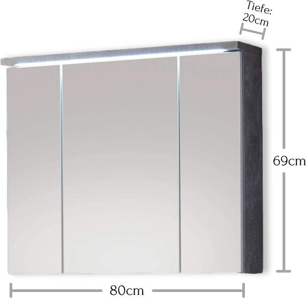 Spiegelschrank Pia / Pool , Glas, Holzwerkstoff , Grau, Verspiegelt , 80 x 69 x 20 cm Bild 3
