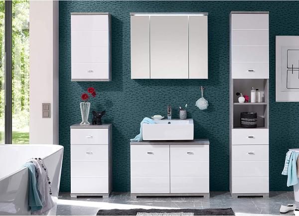 Spiegelschrank Pia / Pool , Glas, Holzwerkstoff , Grau, Verspiegelt , 80 x 69 x 20 cm Bild 4