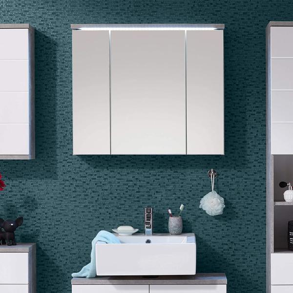 Spiegelschrank Pia / Pool , Glas, Holzwerkstoff , Grau, Verspiegelt , 80 x 69 x 20 cm Bild 2