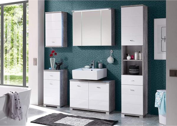 Spiegelschrank Pia / Pool , Glas, Holzwerkstoff , Grau, Verspiegelt , 80 x 69 x 20 cm Bild 5