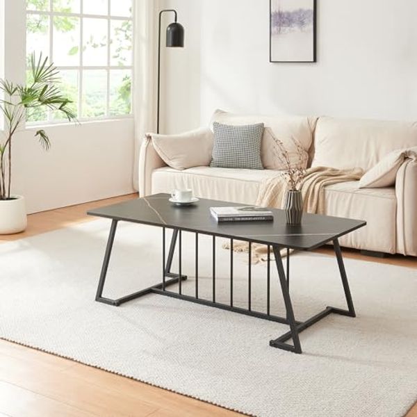 Couchtisch Nospoo 120x60x46 cm Marmoroptik, schwarz [en. casa]