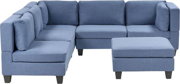 Beliani 'Unstad' Sofa, Blau, Stoff, 72 x 228 x 228 cm, mit Ottomane, Rechts