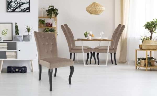 Menzzo Satz von 2 Stühlen Beata Samt Taupe Bild 6