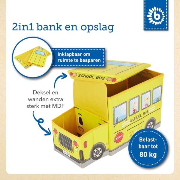 Bieco 'Schulbus' Aufbewahrungsbox mit Sitzbank 46L gelb Bild 5